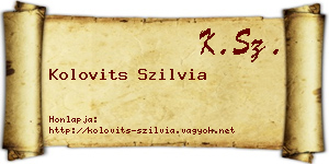 Kolovits Szilvia névjegykártya